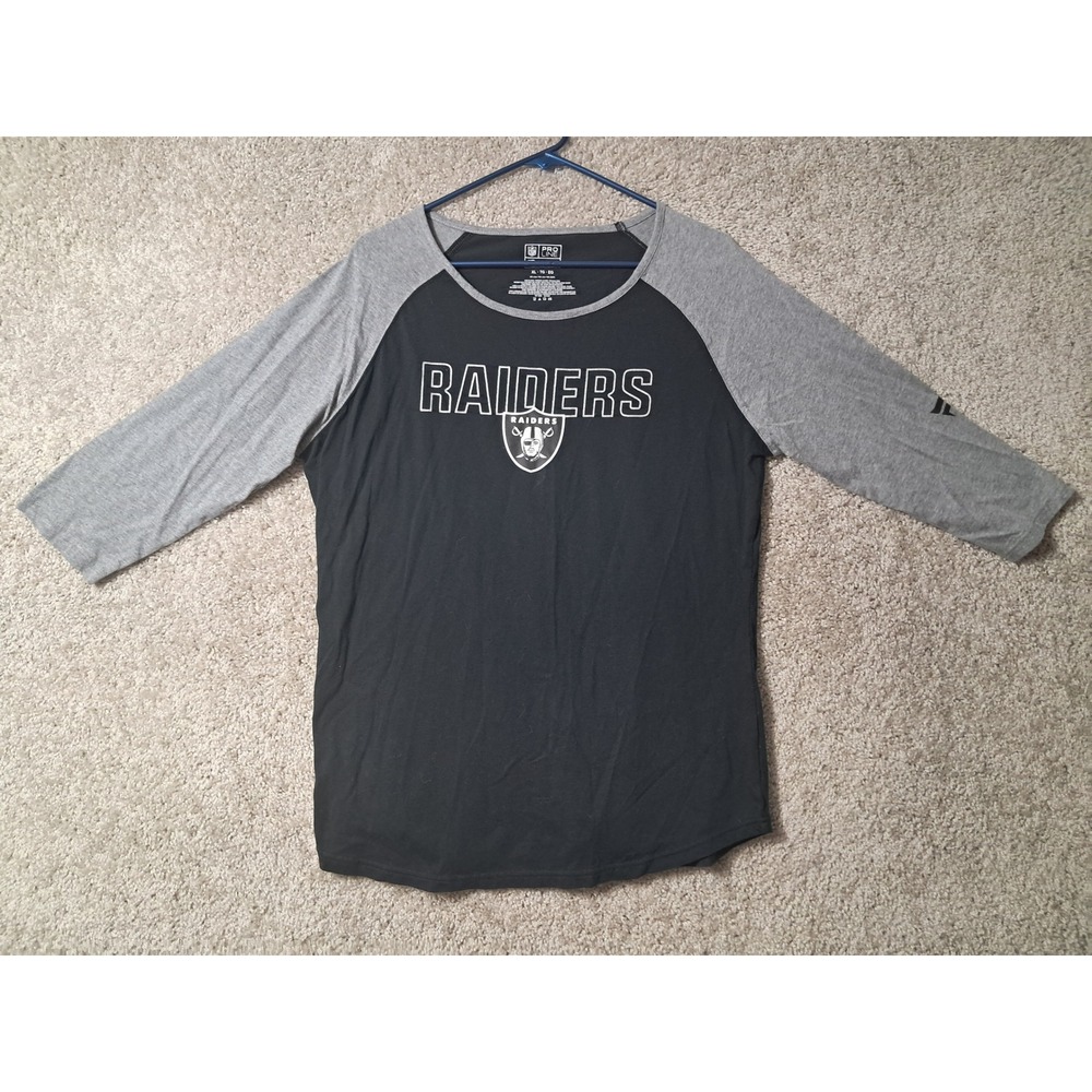 Las Vegas Raiders XL Womens NFL Pro Line T-Shirt Black Raglan 3/4 Sleeve Graphic